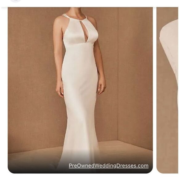 Amsale BHLDN Formal lined Maxi Dress chiffon style overlay Sz 14 Green - Picture 1 of 11